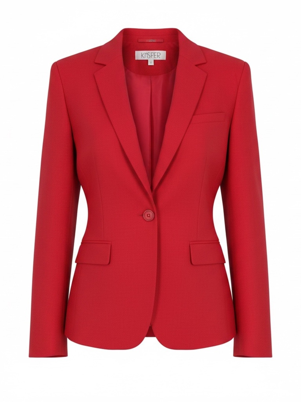 Kasper Bright Red Single-Button Tailored Blazer